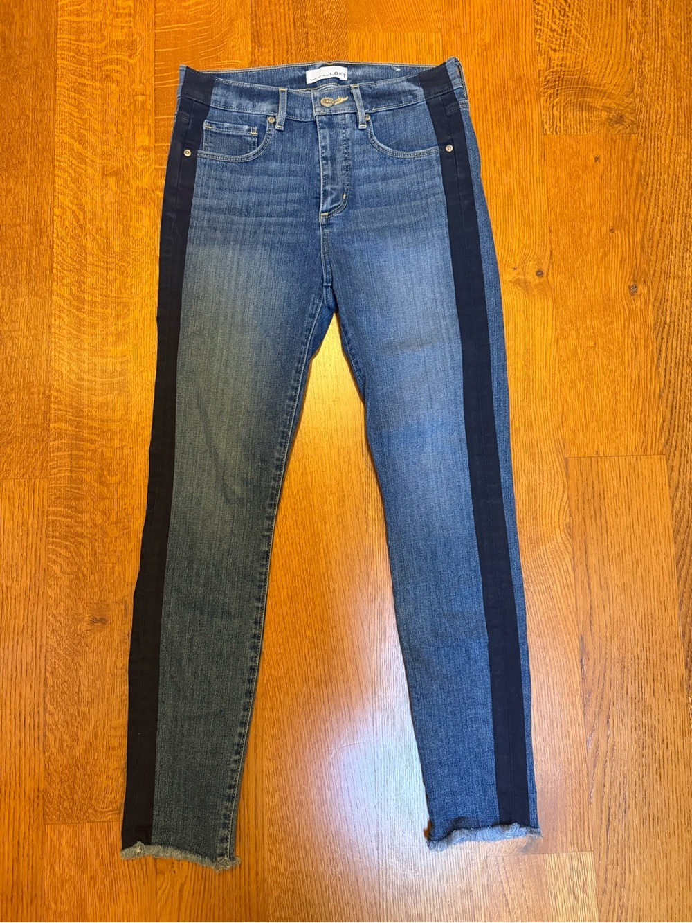 Loft Striped High Waist Slim Jeans